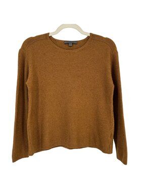 John Varvatos Womens Merino Wool Silk Blend Ribbed Knit Sweater Brown Size Mediu
